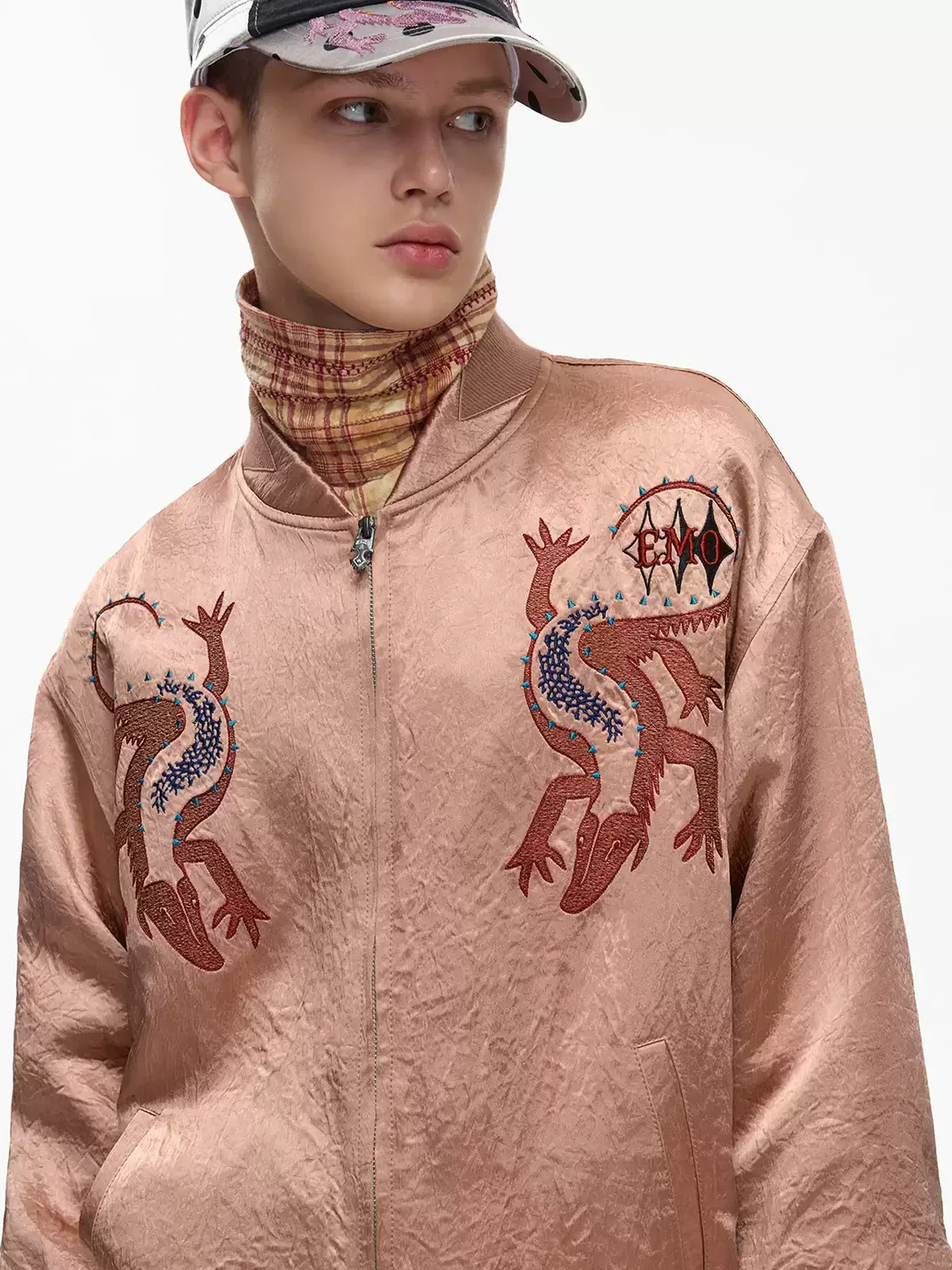EMOBROTHER | Mirrored Tiger Print Acetate Sukajan Jacket