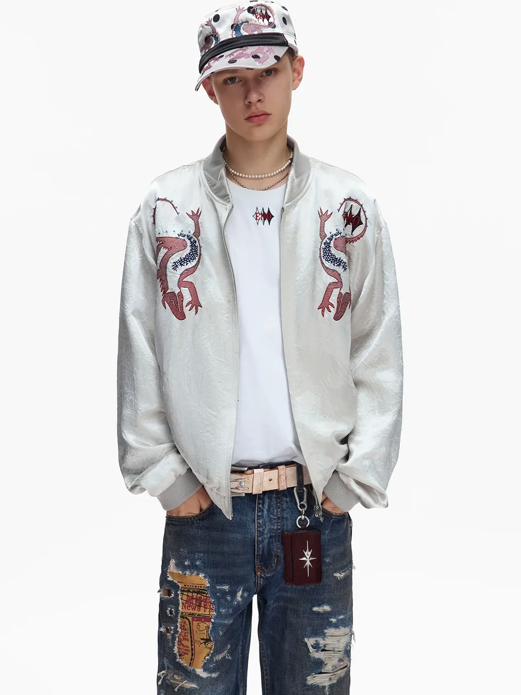 EMOBROTHER | Mirrored Tiger Print Acetate Sukajan Jacket