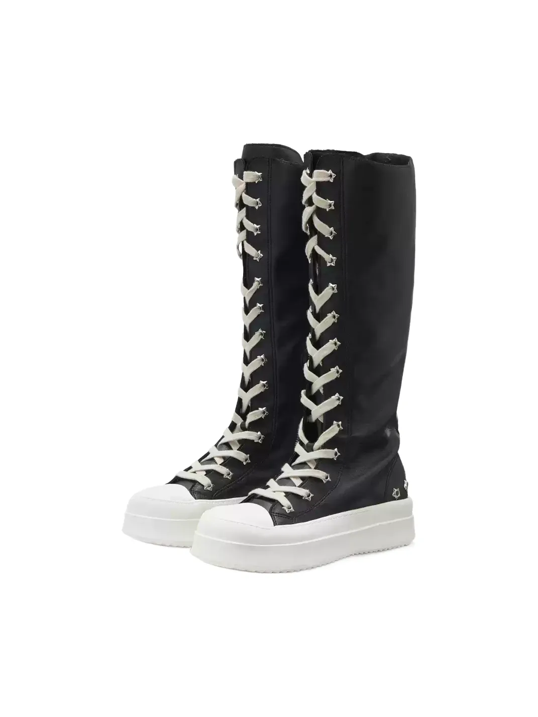Gods plan | Women's Black Platform High-Top Boots with Star Details