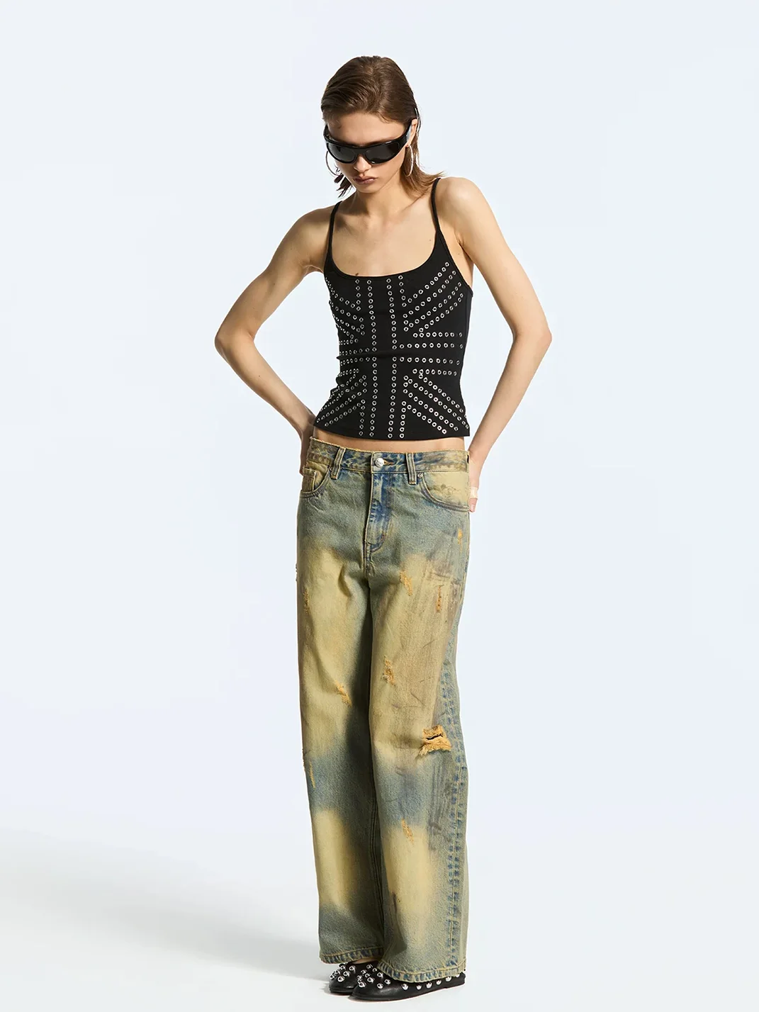 Latelylab | Embellished Fitted Strappy Tank Top
