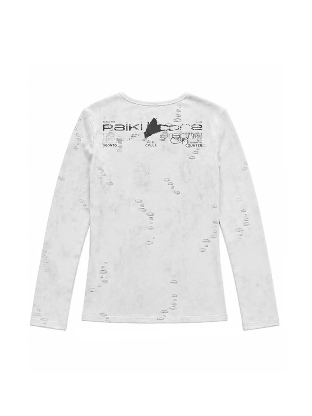 PAIKI | Distressed Cross Print Fitted Long Sleeve Top