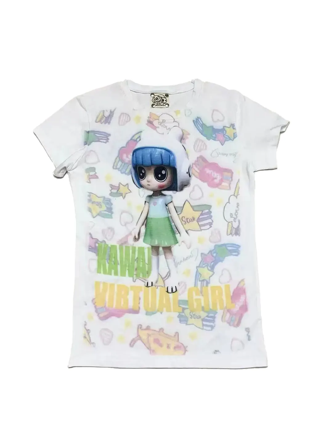 WEBBAR | 3D Kawaii Doll White Shoulder T-Shirt