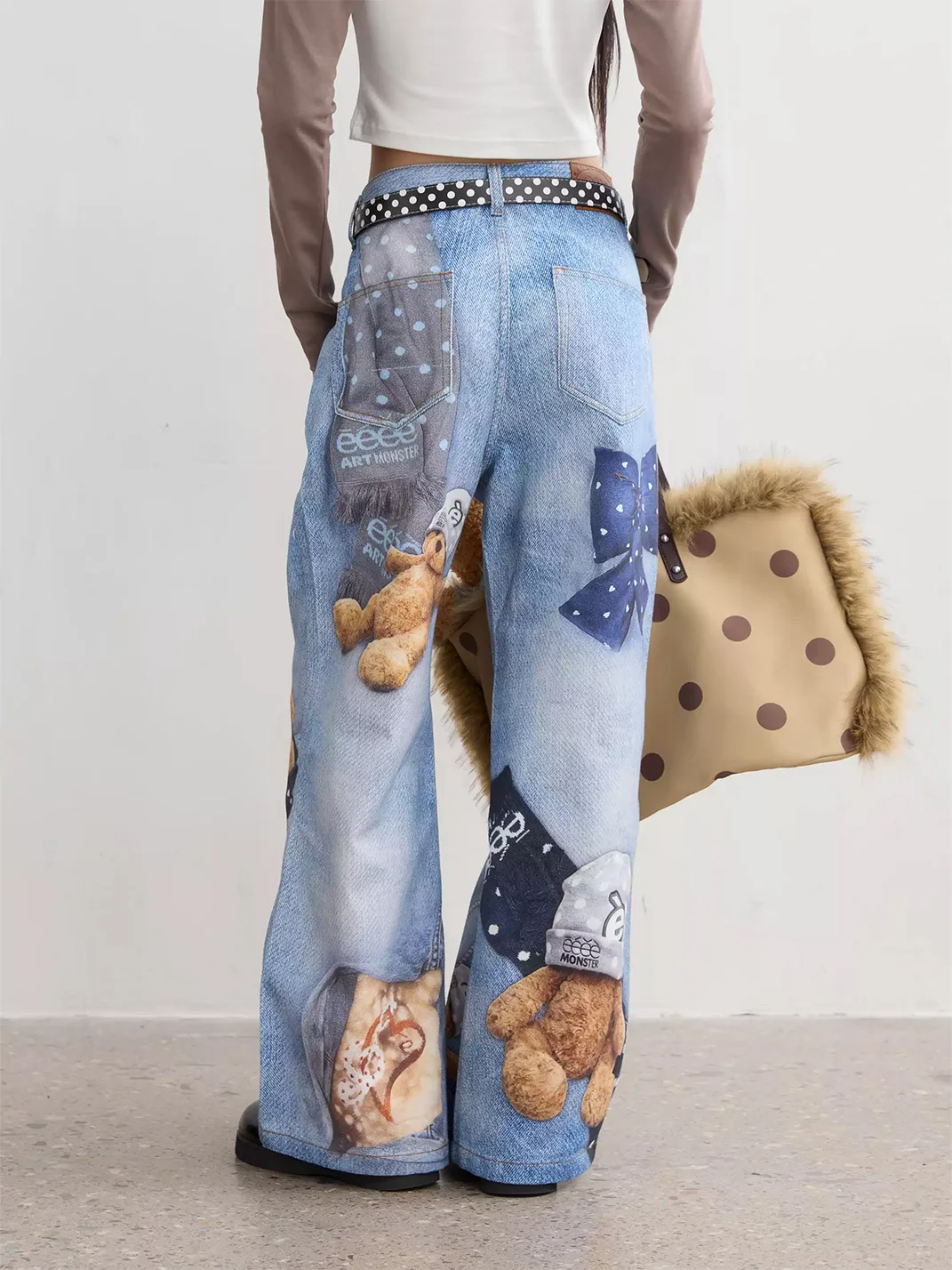 EeeeArtmonster | Teddy Bear Print Straight Jeans