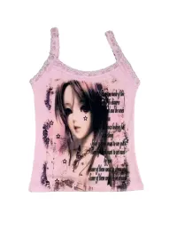 WEBBAR | Vintage Pink Lace Girl Tank Top