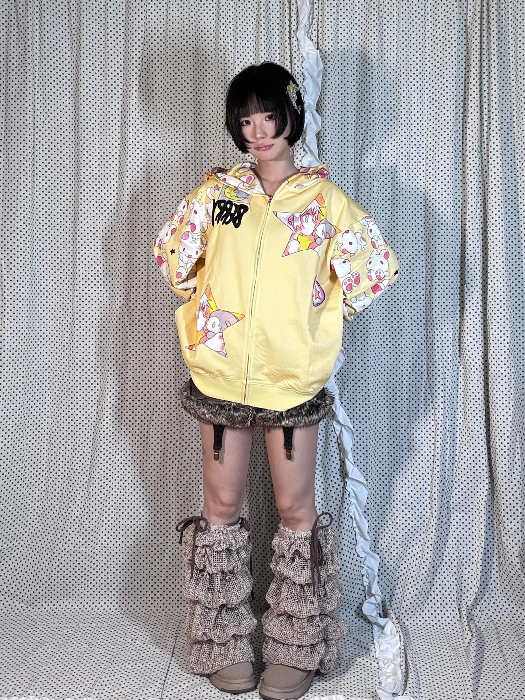 BlackBerry | Yellow Rabbit-Ear Hooded Jacket