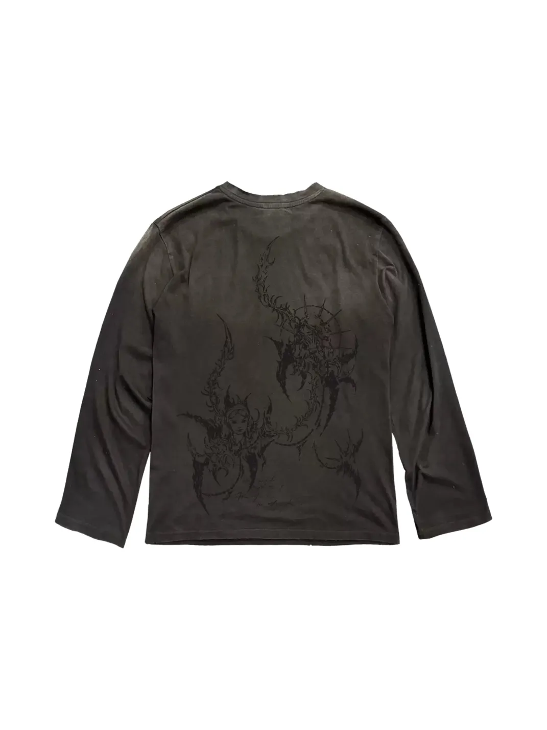 SHIBU | Distressed Fantasy Line Graphic Long-Sleeve T-Shirt