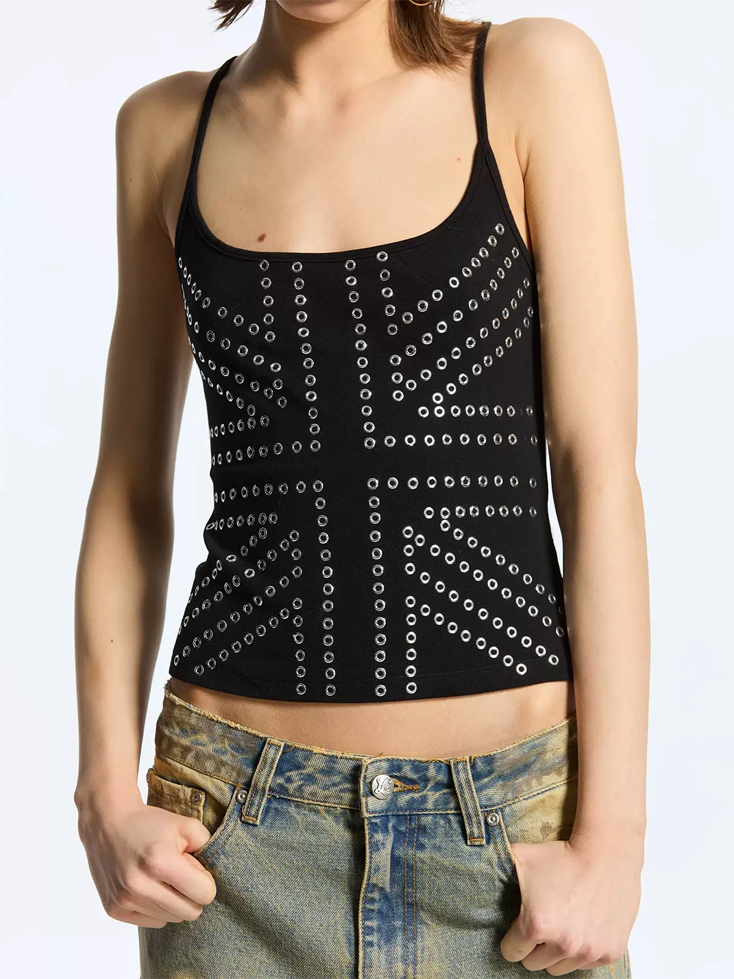 Latelylab | Embellished Fitted Strappy Tank Top