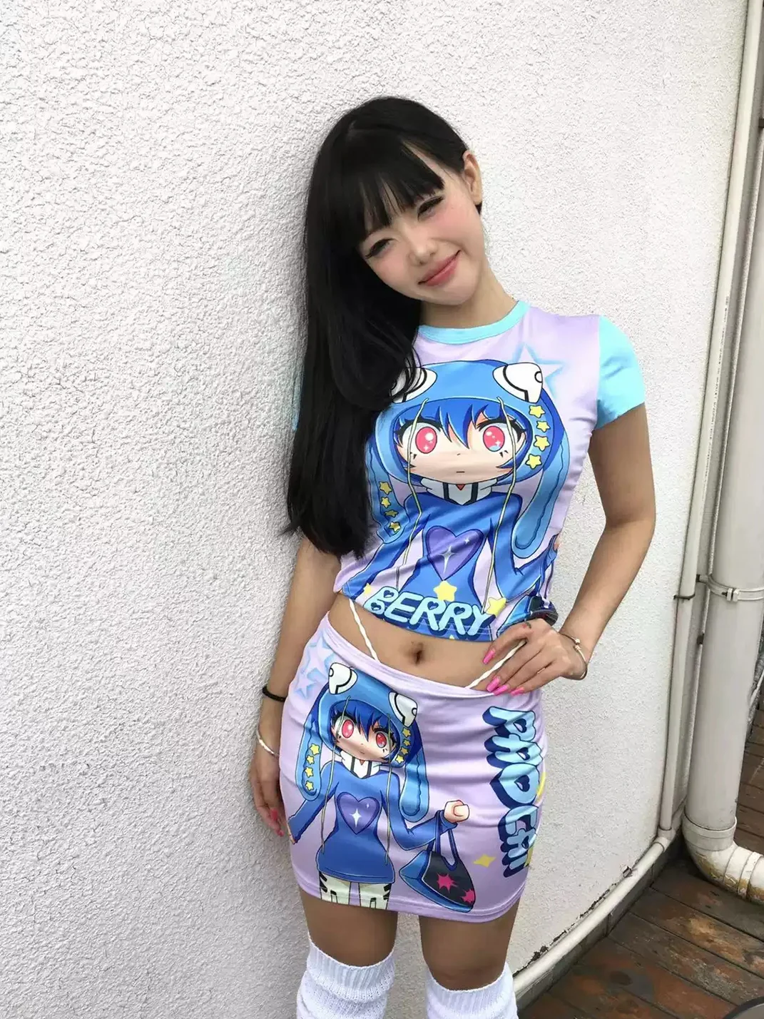 BlackBerry | Anime Print Top Skirt Set