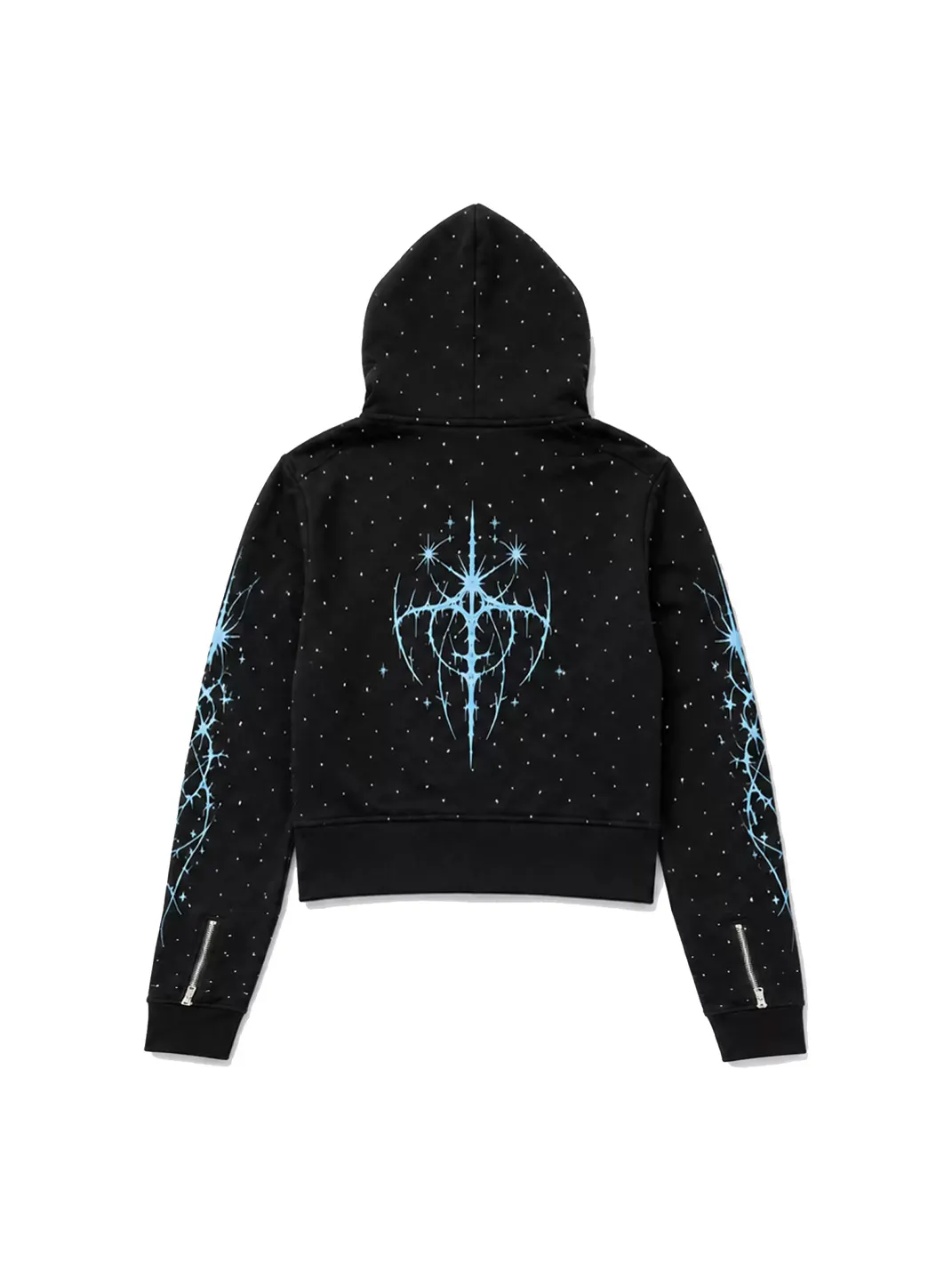 PAIKI | Rhinestone Thorn Cropped Zip Hoodie
