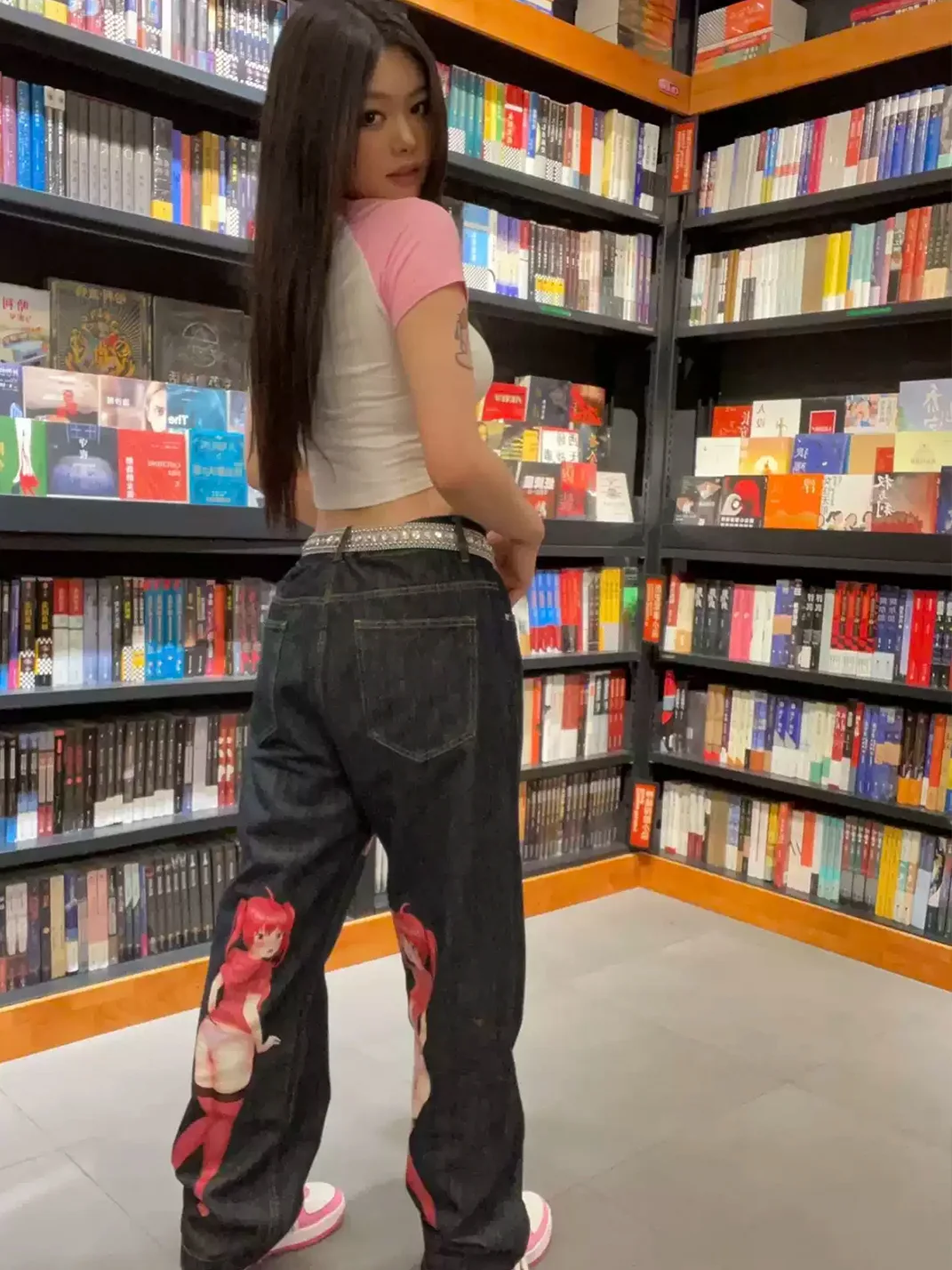 BlackBerry | Anime Print Wide-Leg Jeans