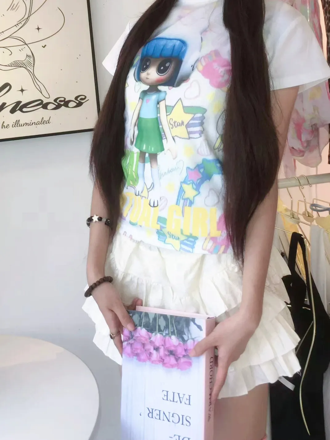 WEBBAR | 3D Kawaii Doll White Shoulder T-Shirt
