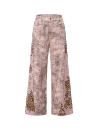 24ans online | Pink Brown Leopard Panel Sweatpants