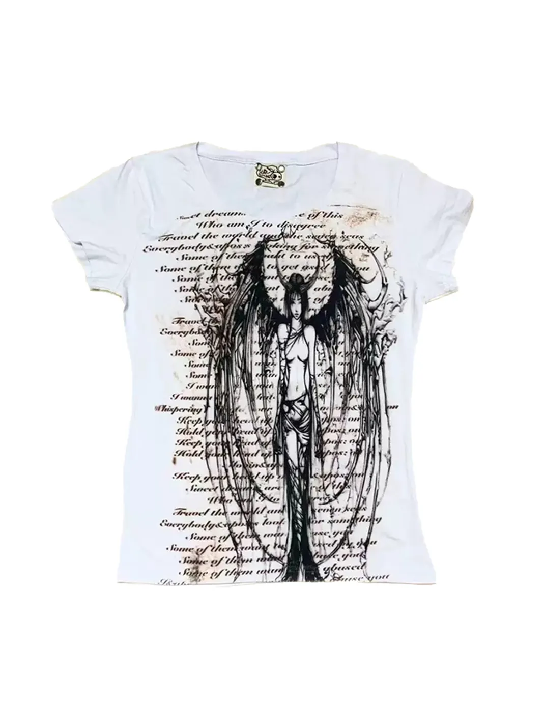 WEBBAR | Goth Style White Short Sleeve T-Shirt