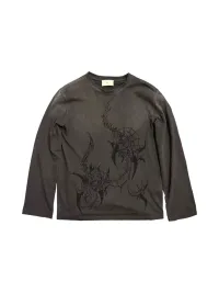 SHIBU | Distressed Fantasy Line Graphic Long-Sleeve T-Shirt