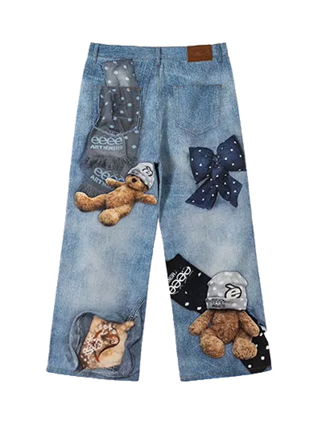 EeeeArtmonster | Teddy Bear Print Straight Jeans