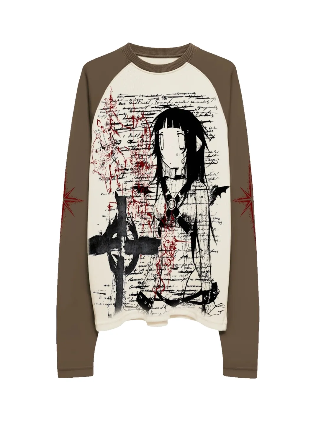 SHIBU | Unisex Gothic Punk Raglan Long-Sleeve Graphic T-Shirt