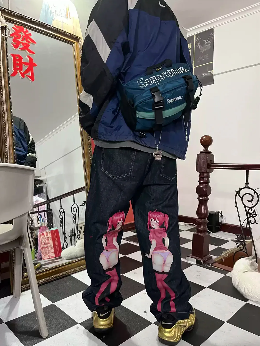 BlackBerry | Anime Print Wide-Leg Jeans