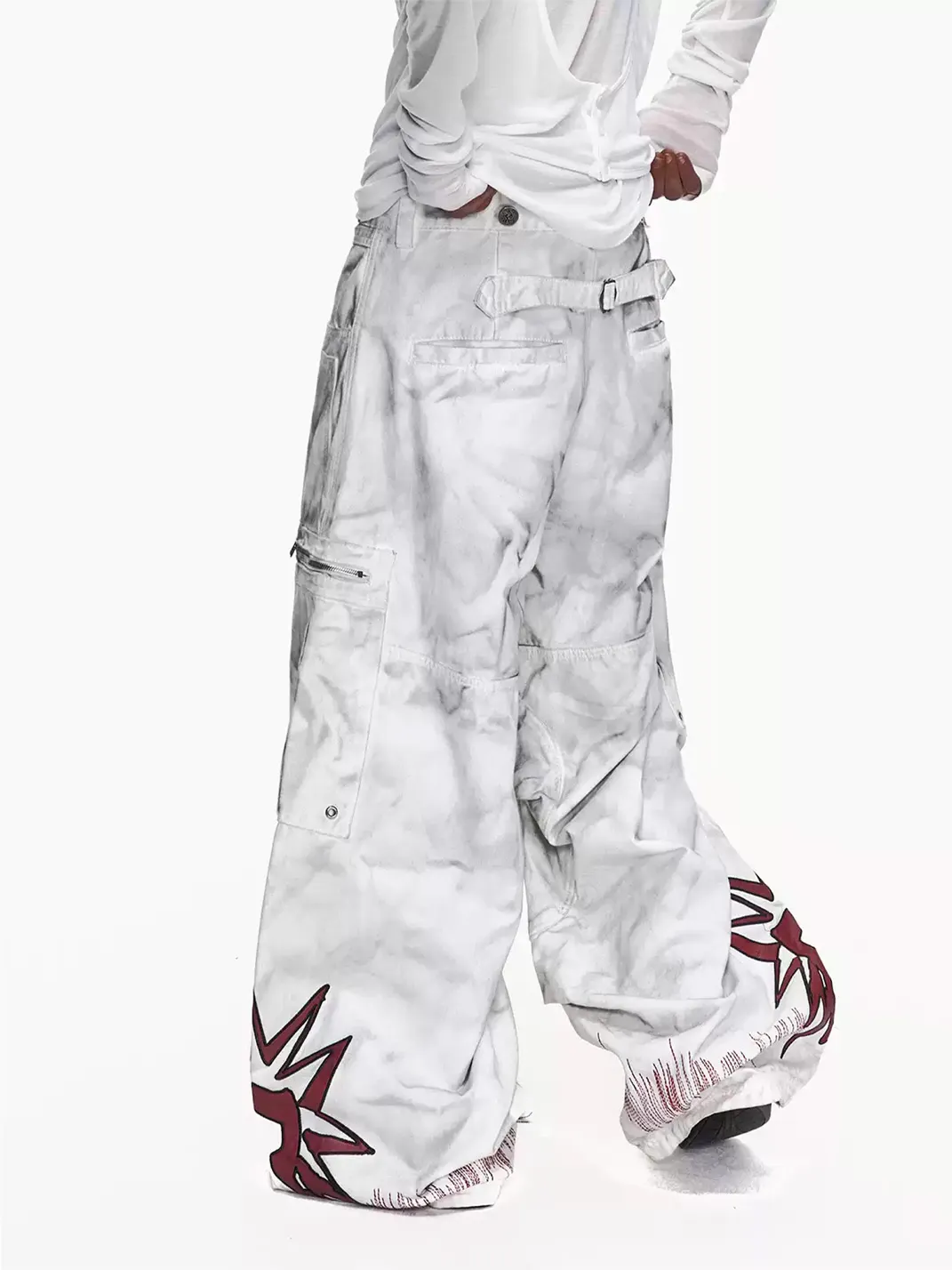 EMOBROTHER | Detachable Distressed Embroidered Cargo Overalls