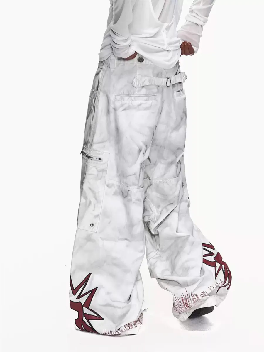 EMOBROTHER | Detachable Distressed Embroidered Cargo Overalls - 2