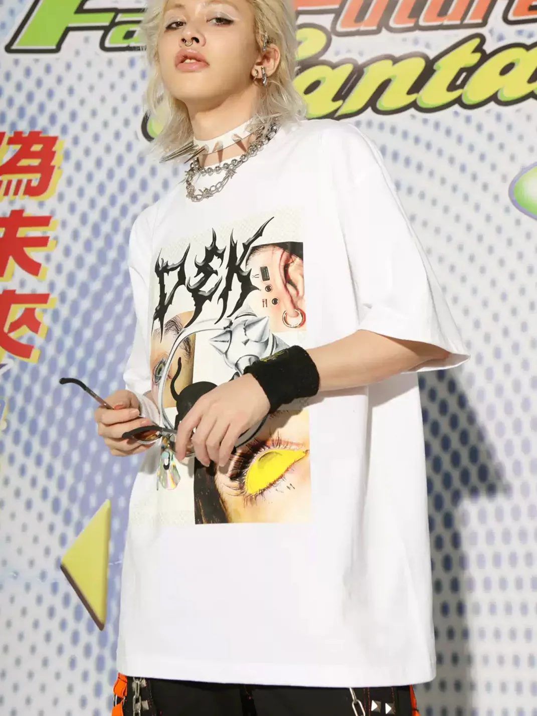 DeadEndKids | Cyber Ghetto Oversize T-Shirt With Black Cat Print