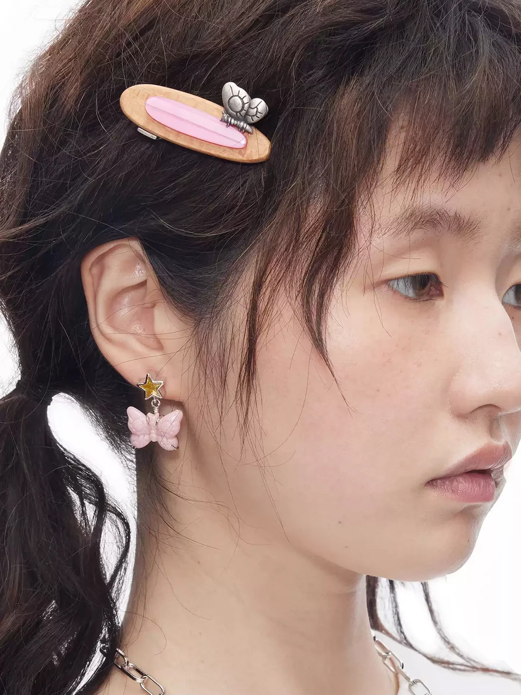 TysGrocery | Pencil Sketch Bear and Butterfly Hair Clips