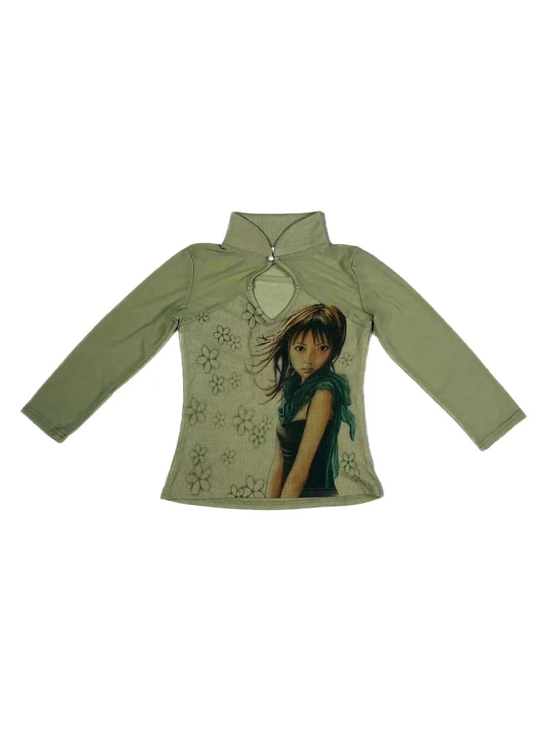WEBBAR | New Chinese Style Cheongsam Collar Long Sleeve T-Shirt