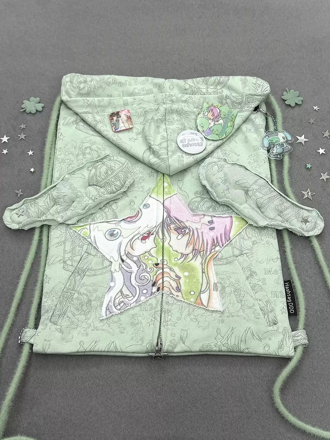 Hashtag DDD | Padded Angel Wing Fabric Brooch with Character Print