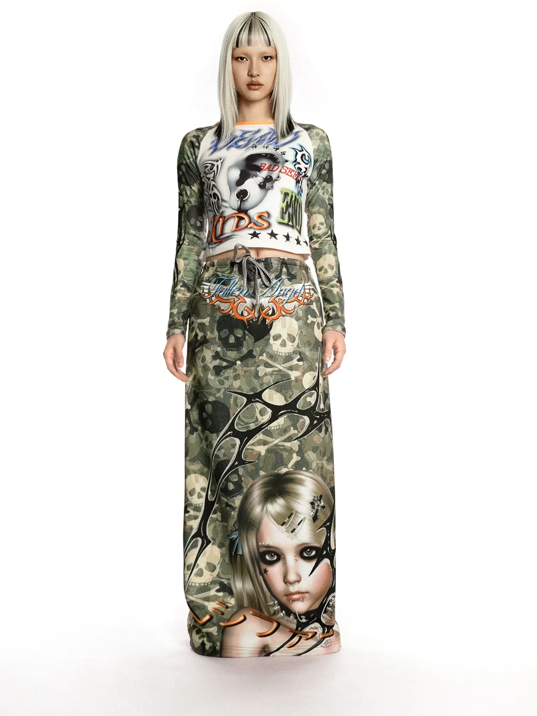 DeadEndKids | Camouflage Print Long Casual Skirt