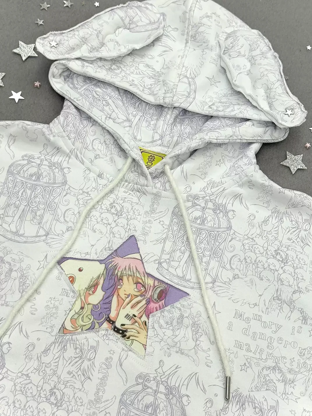 Hashtag DDD | Padded Angel Wing Fabric Brooch with Character Print