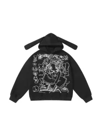 BlackBerry | Black Rabbit-Ear Zip Hoodie