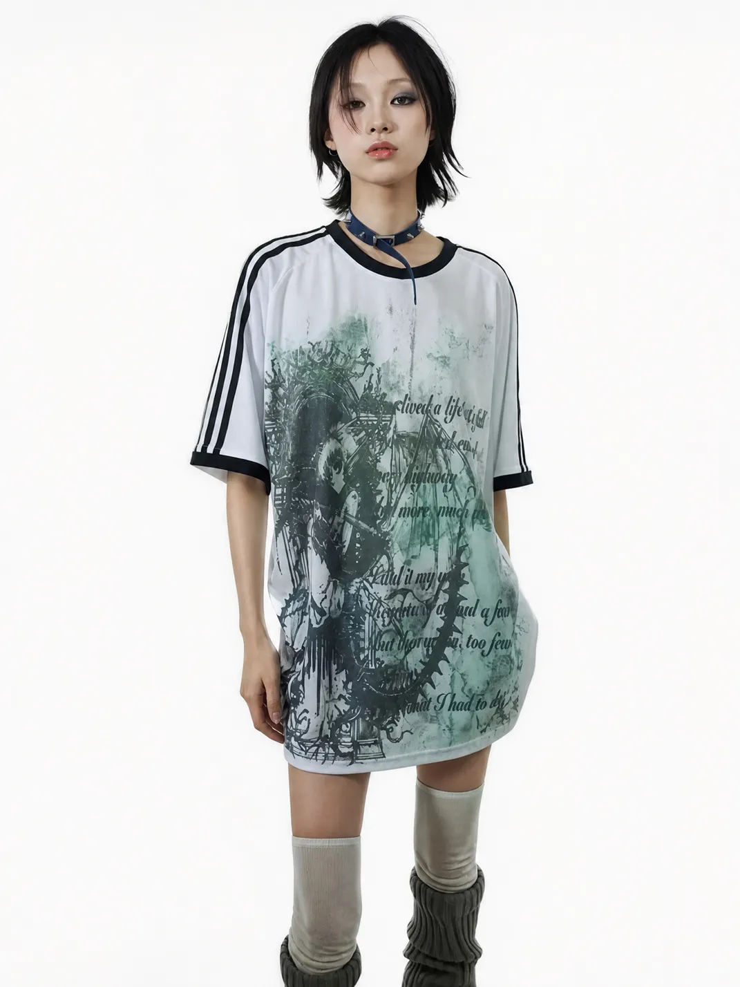 WEBBAR | Y2K Gothic Anime Graphic Football T-Shirt