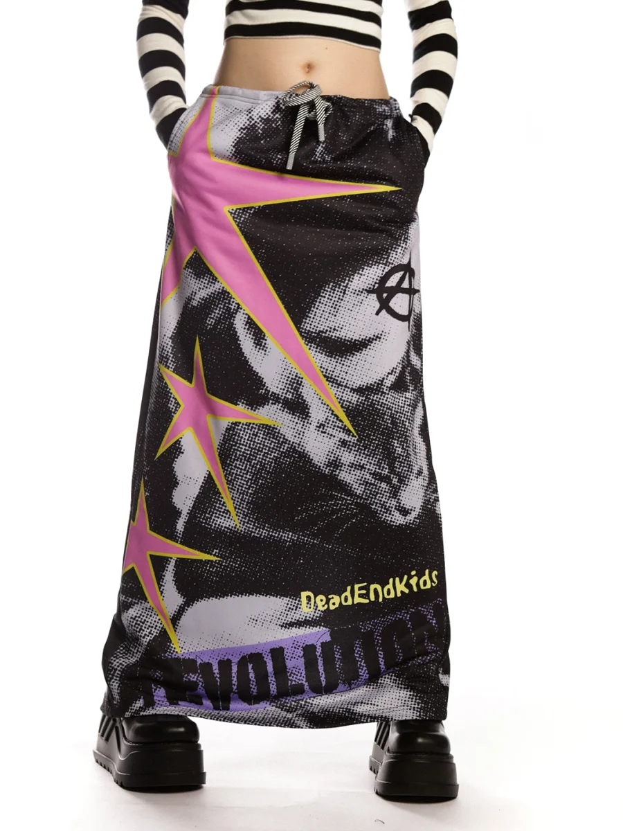DeadEndKids | Punk Print Long Sweat Skirt - 3