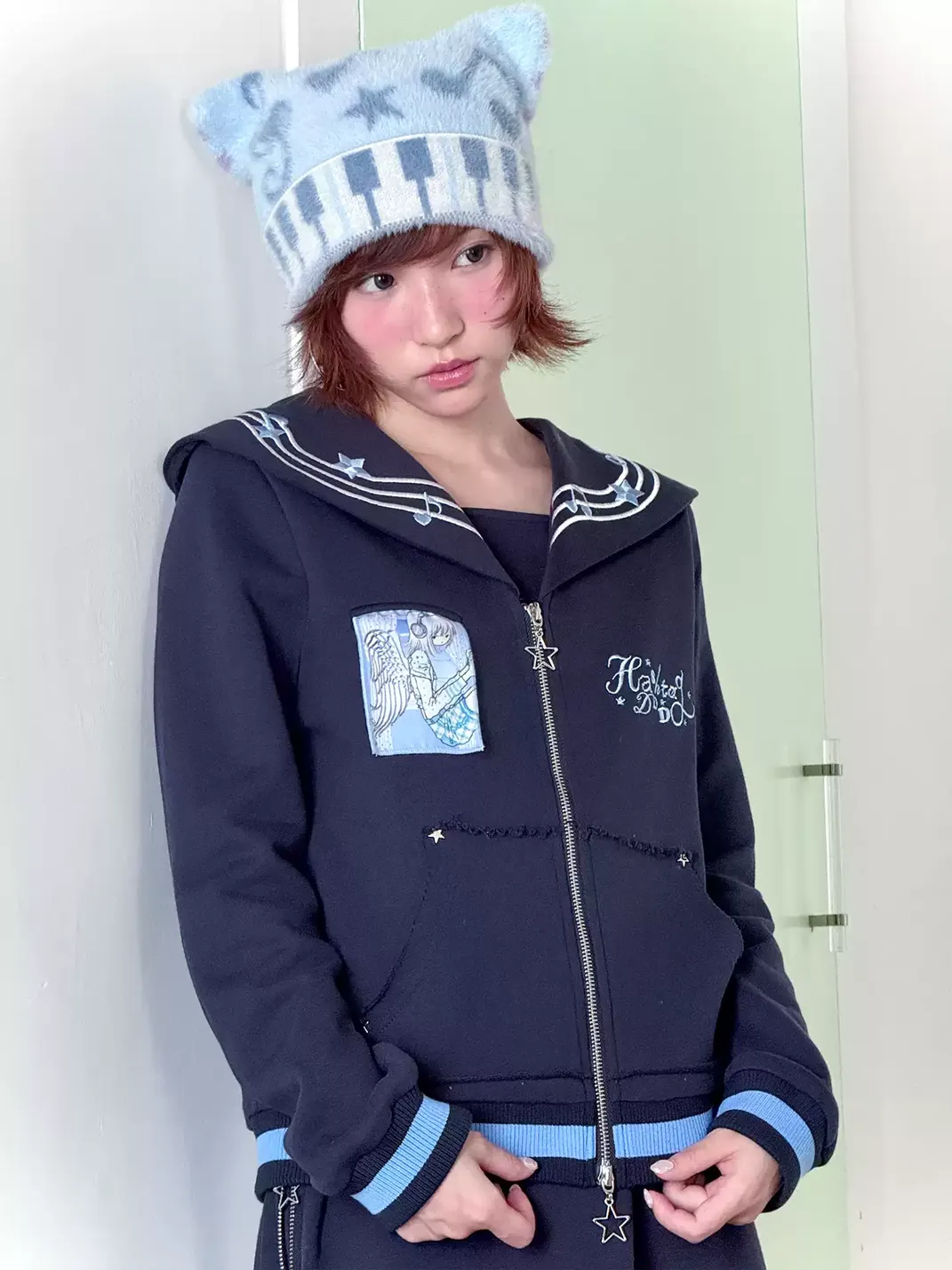 Hashtag DDD | Star Stripe Cat-Ear Knit Beanie