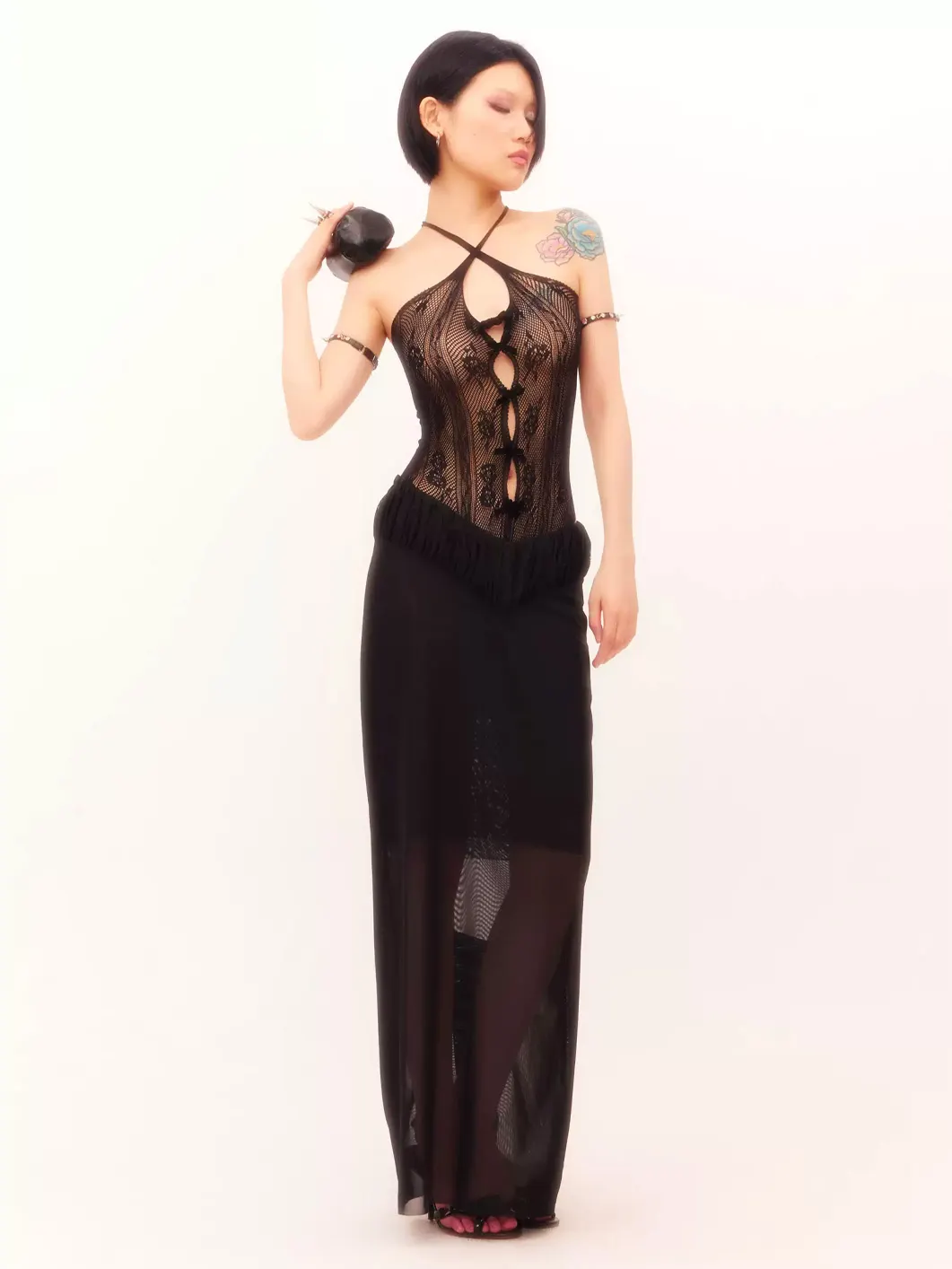 Nodress | Velvet Bow Lace Bodysuit Tank Top