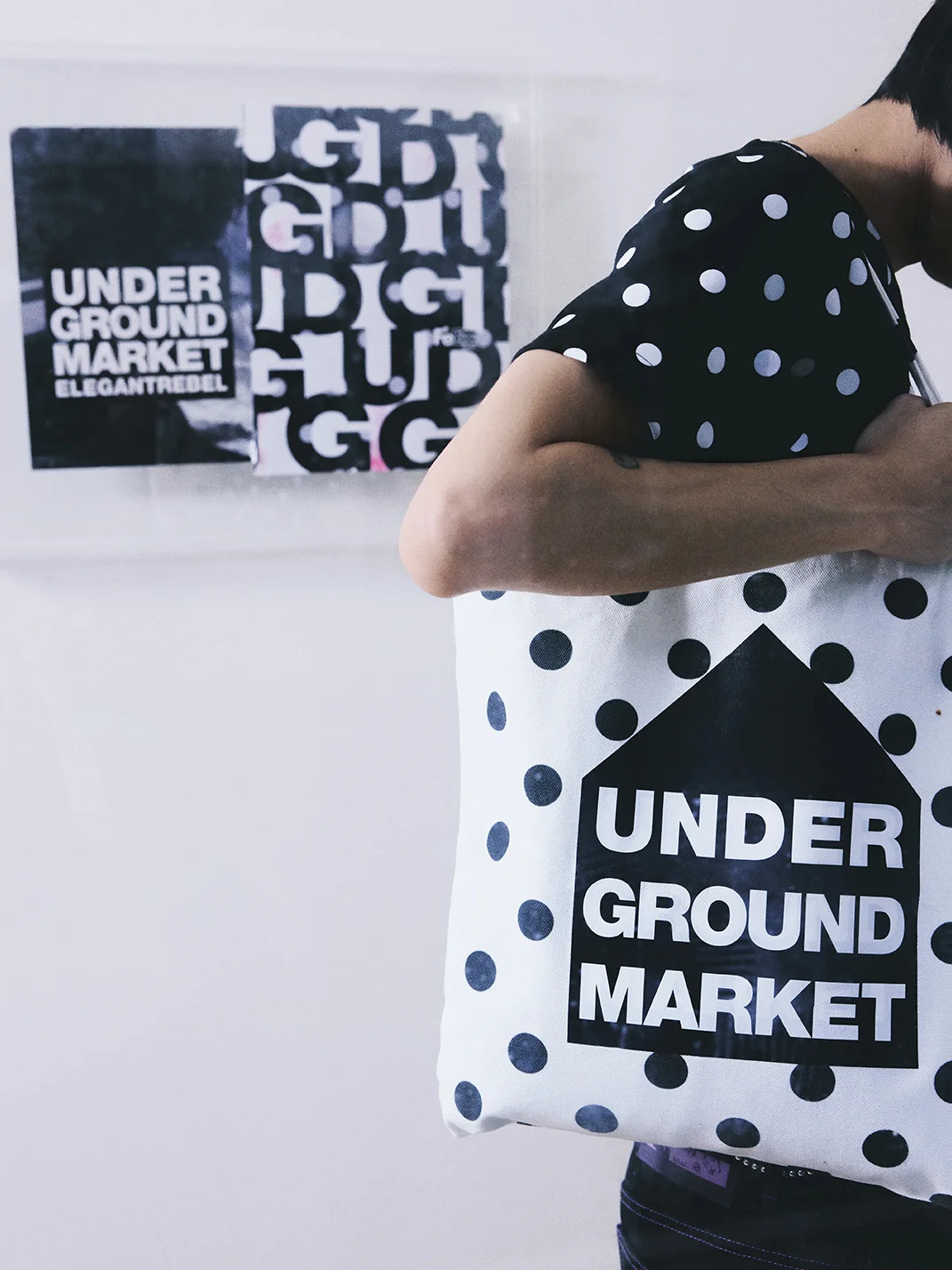 feex(u) | White Polka Dot Tote Bag