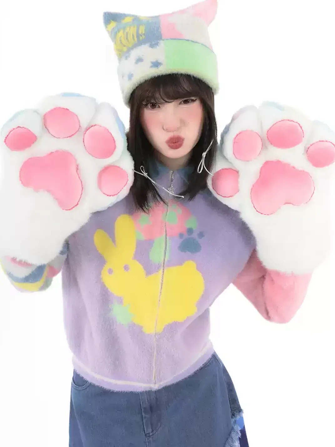 Hashtag DDD | Colorful Cat-Ear Reversible Knit Beanie