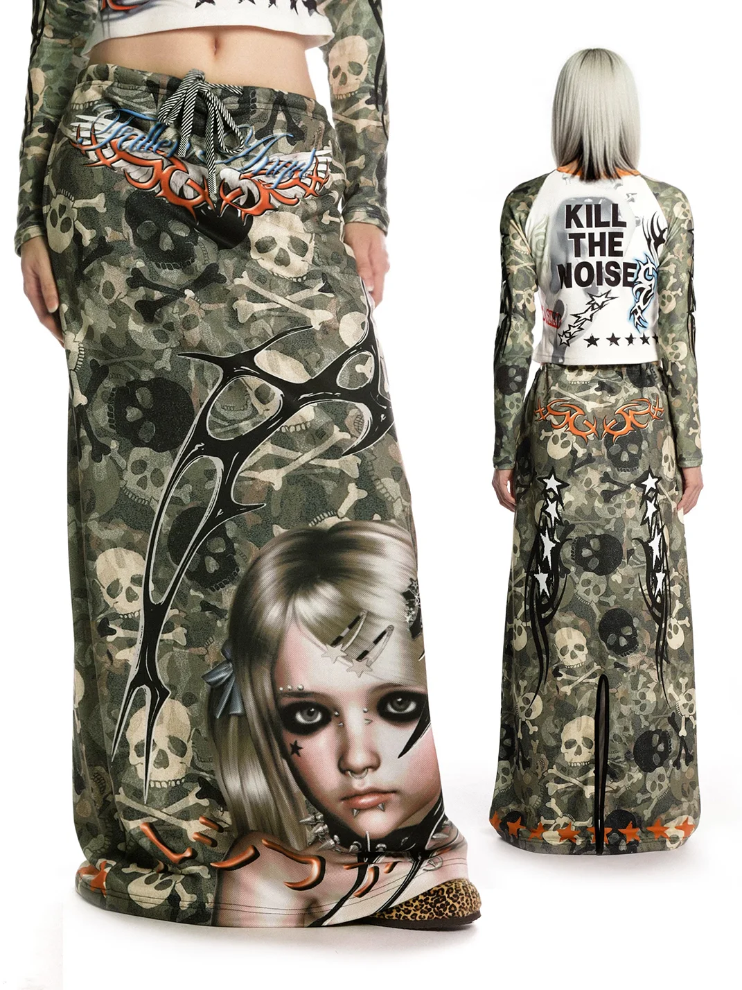 DeadEndKids | Camouflage Print Long Casual Skirt