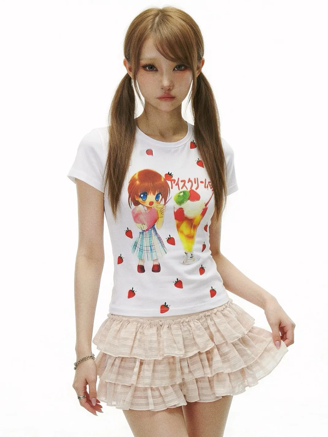 WEBBAR | Y2K Ice Cream Anime Girl Graphic T-Shirt
