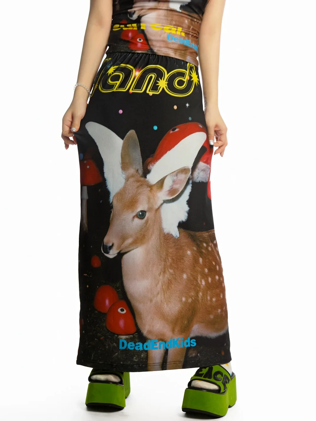 DeadEndKids | Y2K Printed Stretch Long Skirt