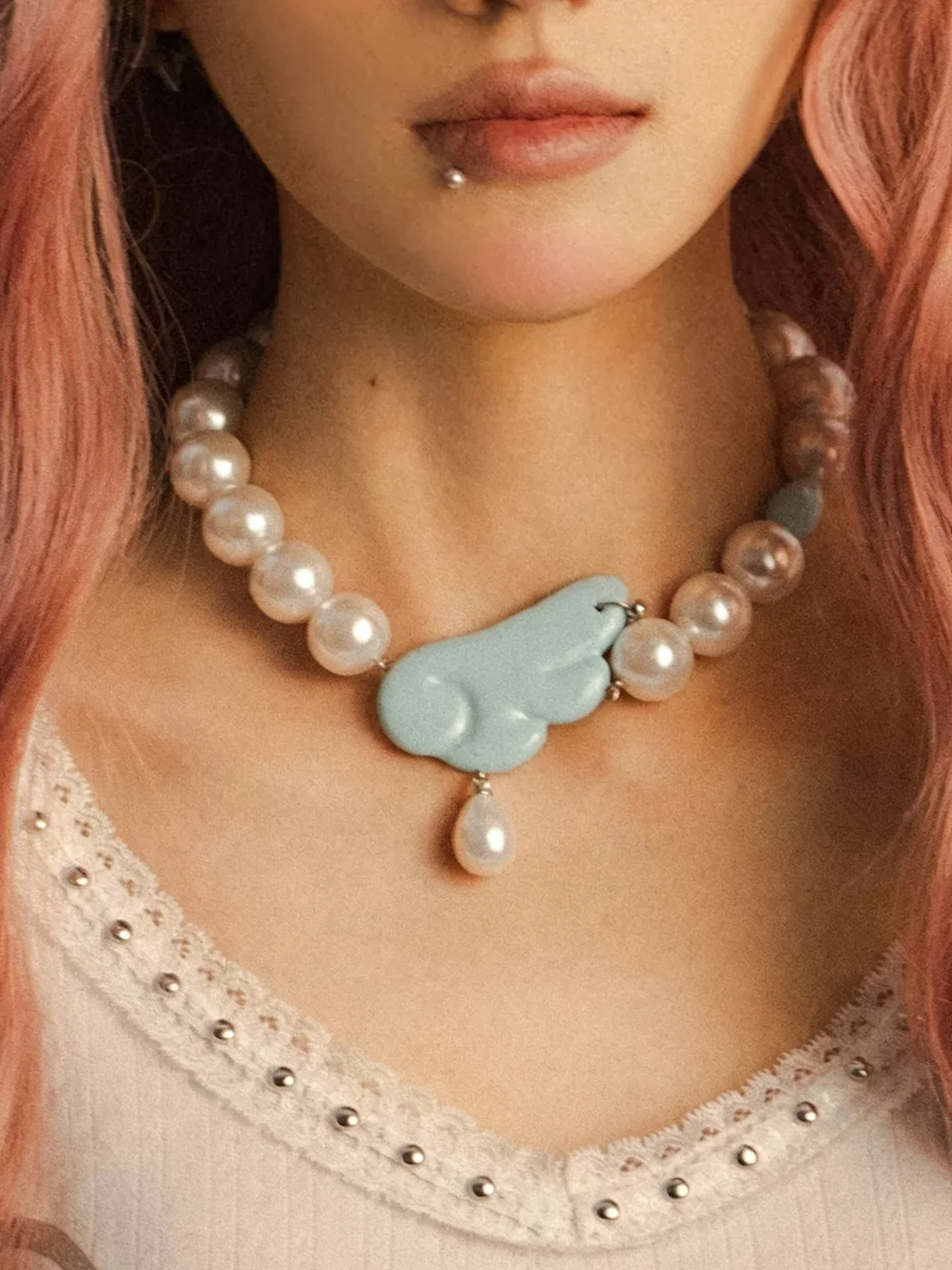 AmenAngel | Angel Wing Pearl Choker Necklace