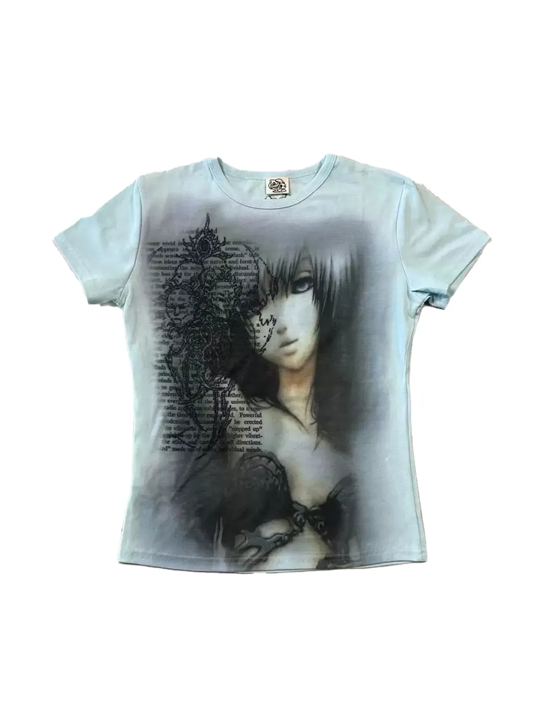WEBBAR | Haze Blue Cyber Rune Subculture Short Sleeve T-Shirt