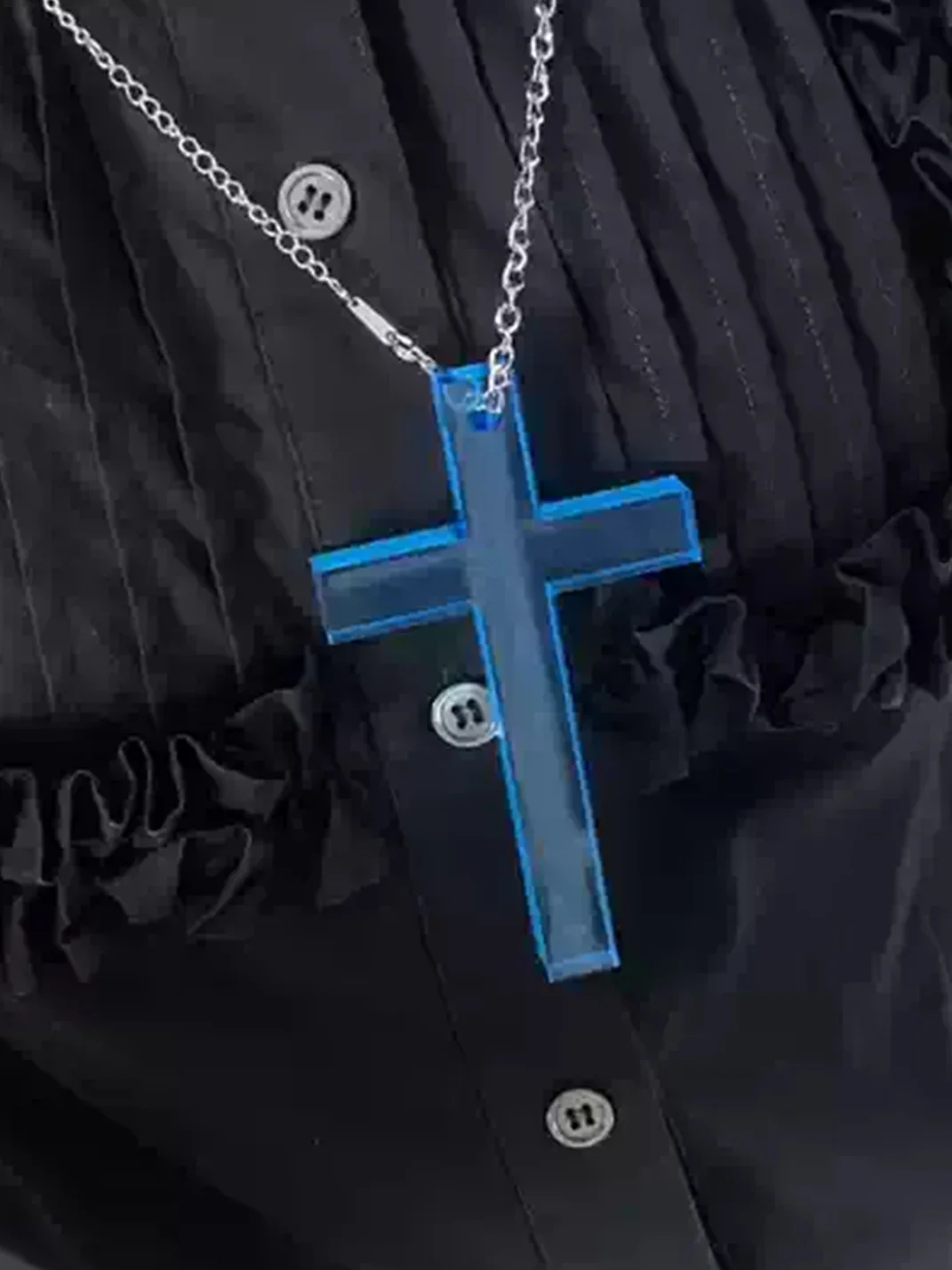 AXBD | Transparent Blue Cross Pendant Necklace