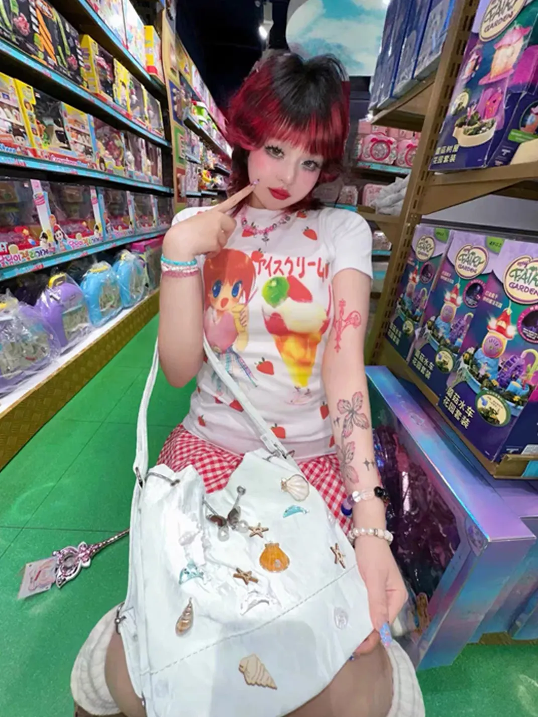 WEBBAR | Y2K Ice Cream Anime Girl Graphic T-Shirt