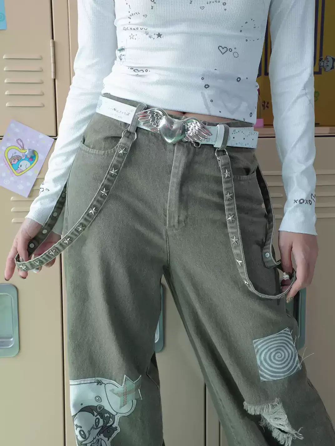Hashtag DDD | Y2K Angel Heart Wing PU Belt