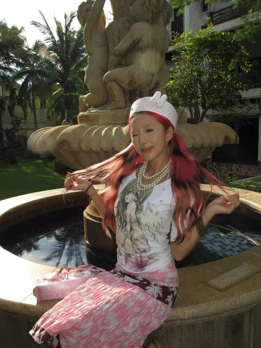 WEBBAR | Anime Angel Floral Print Fitted T-Shirt