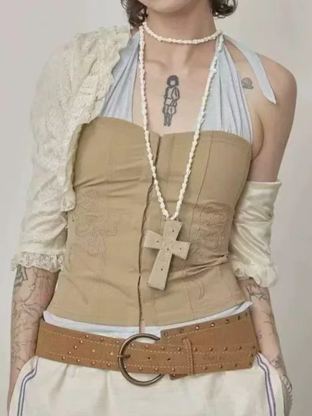 Yyopen | Y2K Cross Pendant Card Holder Necklace
