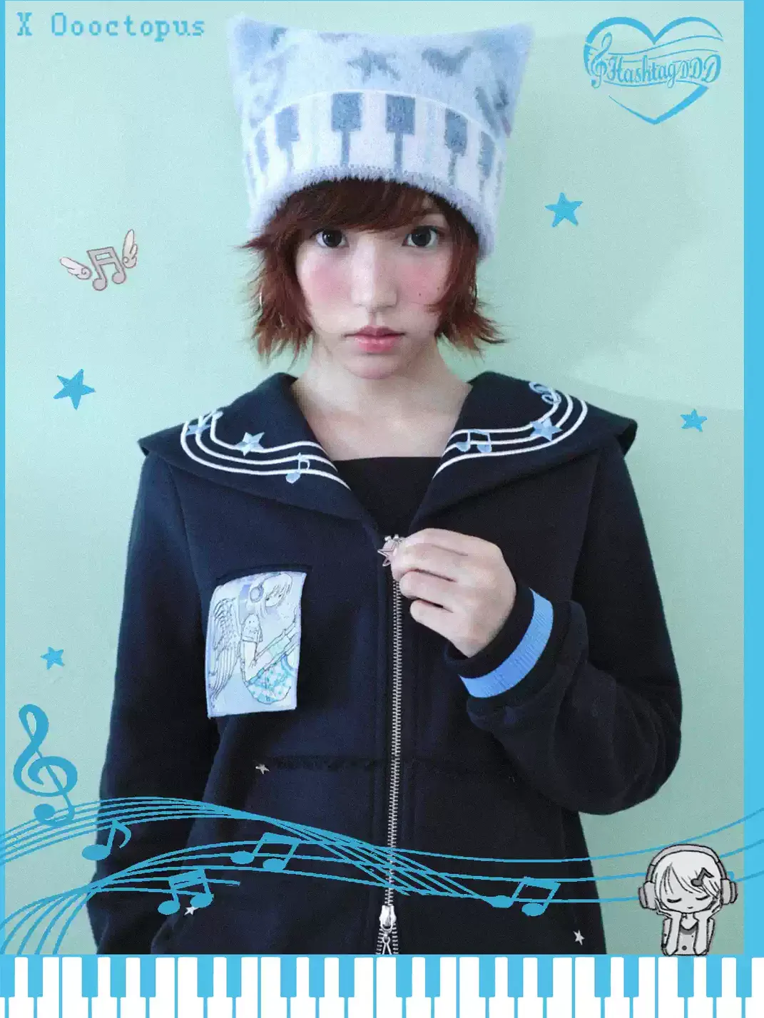 Hashtag DDD | Star Stripe Cat-Ear Knit Beanie