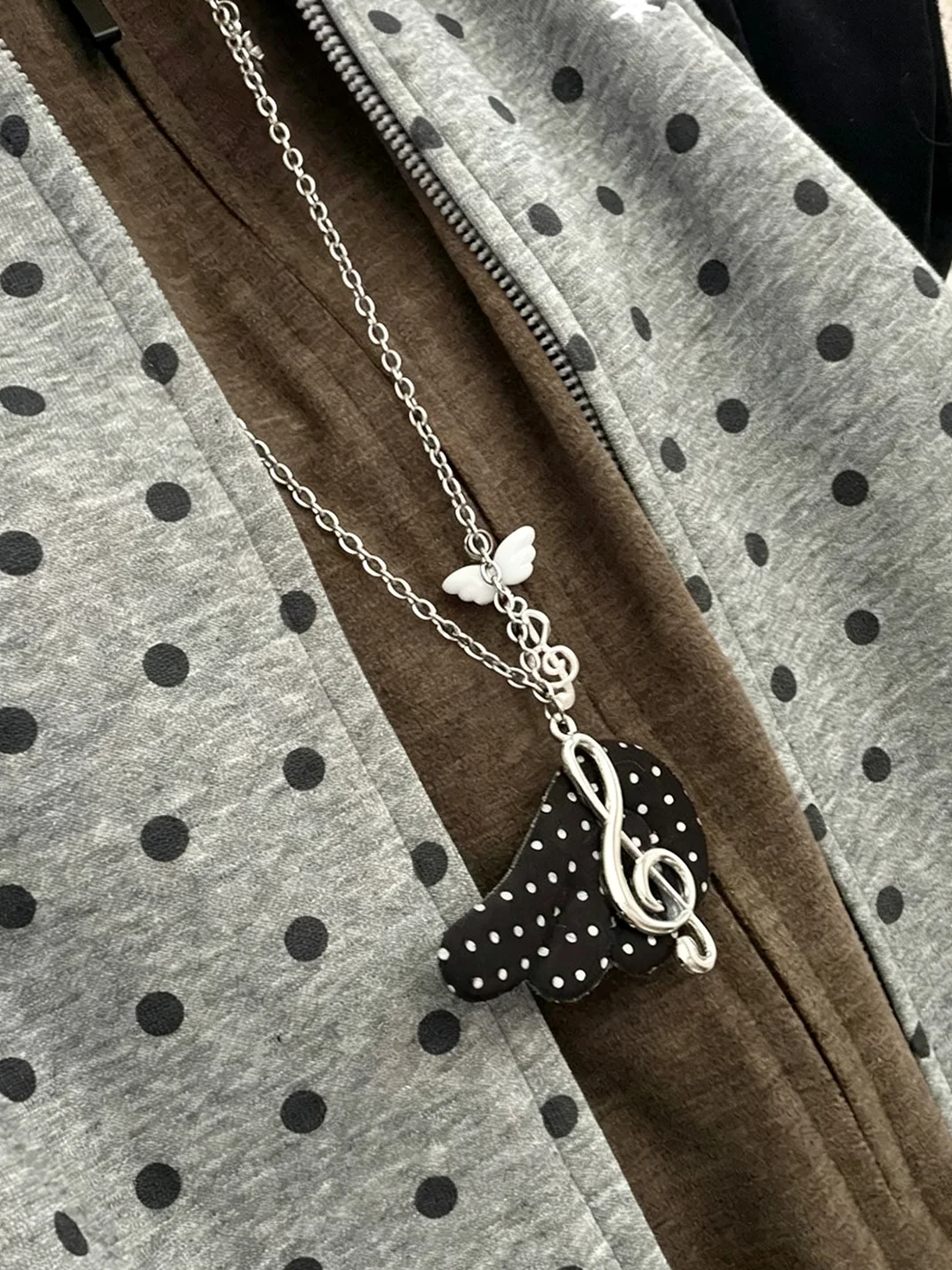 KHEPHAIA | Black White Polka Dot Wing Necklace