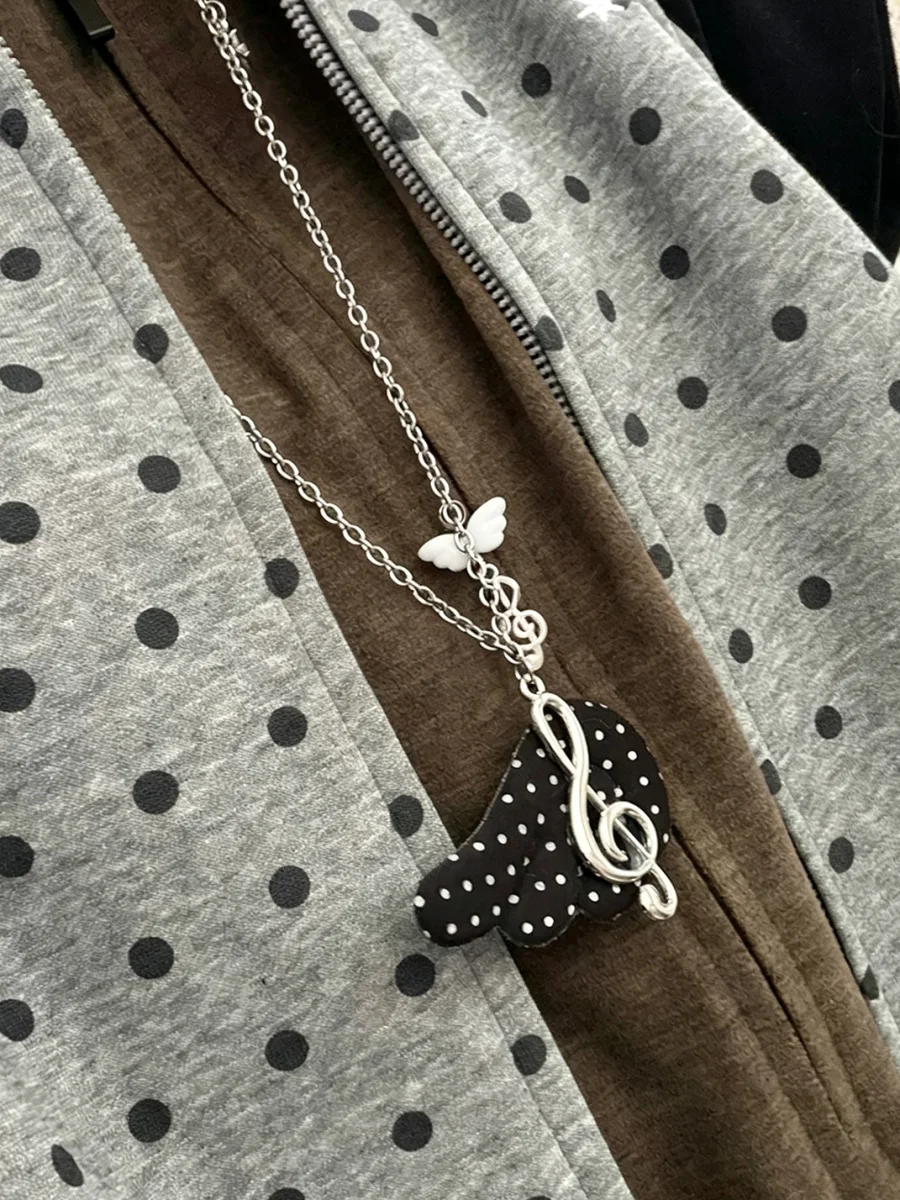 KHEPHAIA | Black White Polka Dot Wing Necklace - 3