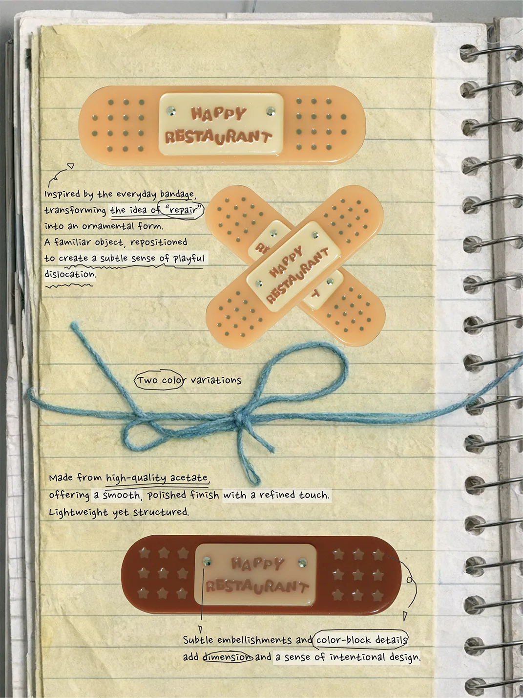 HappyRestaurant | Bandage-Shaped Acetate Hair Clips